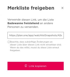 Merkliste freigeben